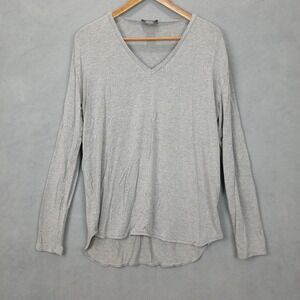 Pure Amici Shirt Womens Medium Gray Bamboo Knit Stretch Natural Everyday V Neck